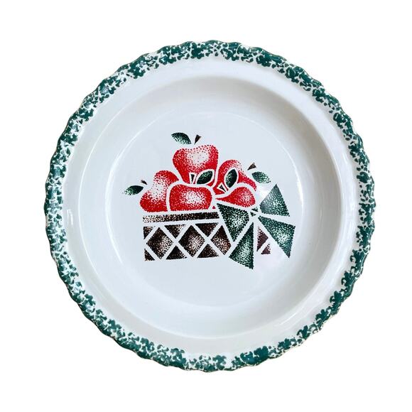 Vintage House Of Lloyd Pie Plate Dish Apples Basket Folk Country Cottage - Picture 1 of 9